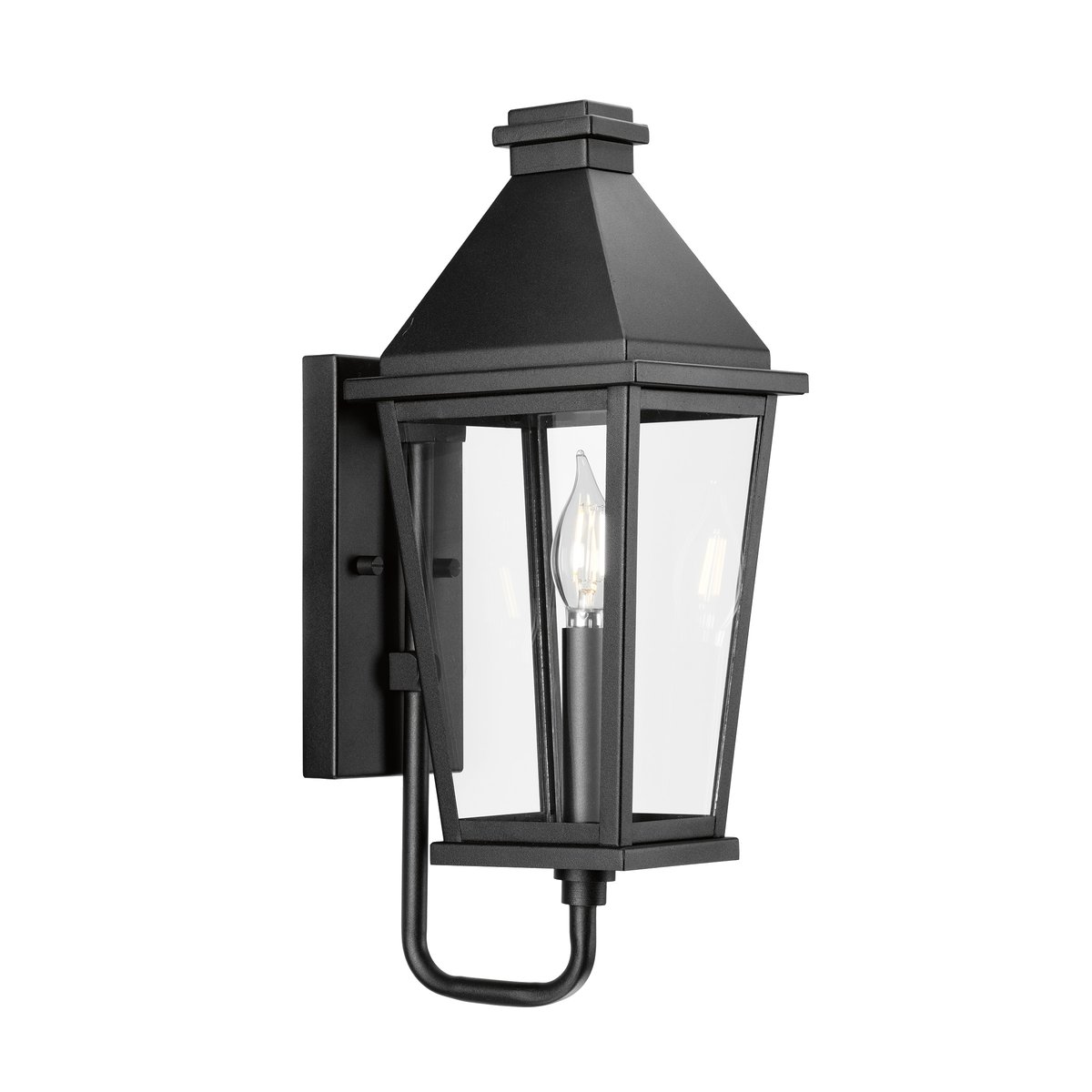 Progress Lighting Richmond Hill Collection One-Light Textured Black Clear Glass Modern Farmhouse Outdoor Medium Wall Lantern